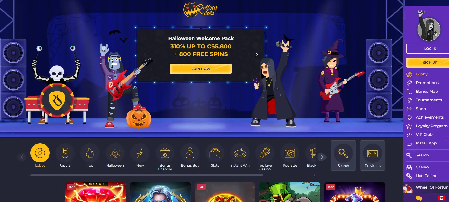 Rolling Slots Casino screen